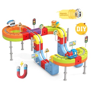 Ensemble de <span class=keywords><strong>train</strong></span> de blocs de construction magnétiques avec logo personnalisé, circuit de cube magique 3D, rail électrique, assemblage DIY, jouet éducatif STEM - Product Image 1