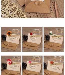 Cartes de vœux créatives avec fleurs séchées pour mariage, fête des enseignants, Saint-Valentin, remerciement, carte de bénédiction manuscrite en papier - Product Image 5