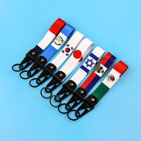 Pays drapeau bracelet sangle boucle tissé broderie voiture accessoires porte-clés Polyester Sublimation bracelet lanière porte-clés