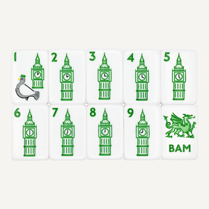 London Calling – Tuiles de Mahjong américaines <span class=keywords><strong>en</strong></span> acrylique rayées à cinq couches, Big Ben, <span class=keywords><strong>Bus</strong></span> à deux étages, Théière pour soirée de jeu sur le thème britannique - Product Image 2