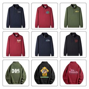 Customizable Solid Color Collar <b>Light</b> Weight Breathable Men's Hoodies High <b>Neck</b> Zip Sweatshirts - Product Image 3