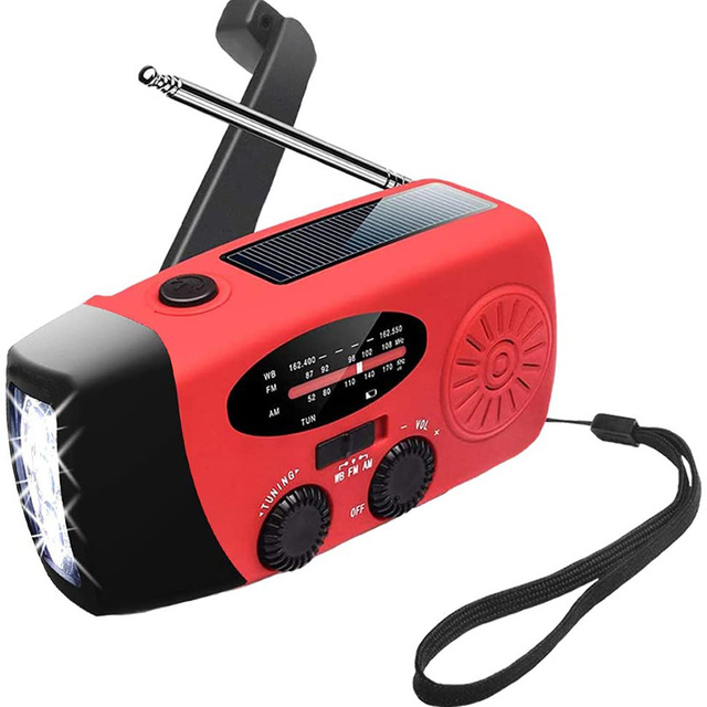 Newest Portable Solar Panel Hand Crank Radio Dynamo Charger Emergency Weather Radio Recargable FM Wind Radio 2000mAh Battery