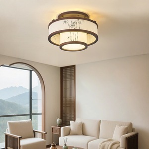 Lámpara de Techo Estilo Hoja de Bambú Zen, Diseño de Tela Estética China Minimalista de la Dinastía Song para Sala de Estar, Comedor y Dormitorio - Product Image 4