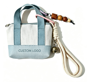 Porte-clés mini sac fourre-tout tendance et portable avec impression personnalisée, breloque de sac légère, décoration pour clés, cadeau souvenir de vacances - Product Image 1