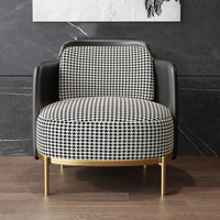 Fauteuil canapé pied-de-poule de luxe léger pour salon nordique fauteuil en tissu simple et moderne pour appartement fauteuil de loisirs unique de designer