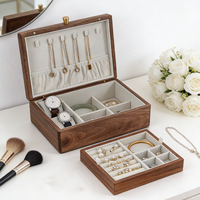 Boîte de rangement de bijoux en bois de luxe en gros avec plateau amovible, organisateur multi-compartiments pour montres et colliers, idéal pour la maison et les cadeaux
