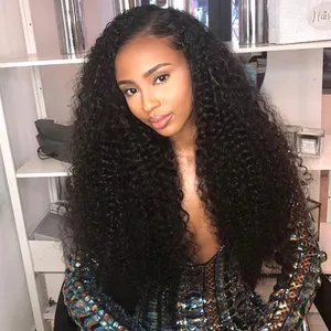 With Elastic Band Glueless Brazilian Virgin Raw Hair Blend 5x5 Closure 13x4 Lace Front Indian Yaki Curly 100 % Human Hair Wigs