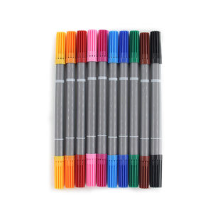 Ensemble de marqueurs feutres <span class=keywords><strong>double</strong></span> <span class=keywords><strong>pointe</strong></span> 10 couleurs avec logo personnalisé, non toxiques, lavables, stylos de coloriage, stylos <span class=keywords><strong>aquarelle</strong></span> pour fournitures scolaires d'art - Product Image 3