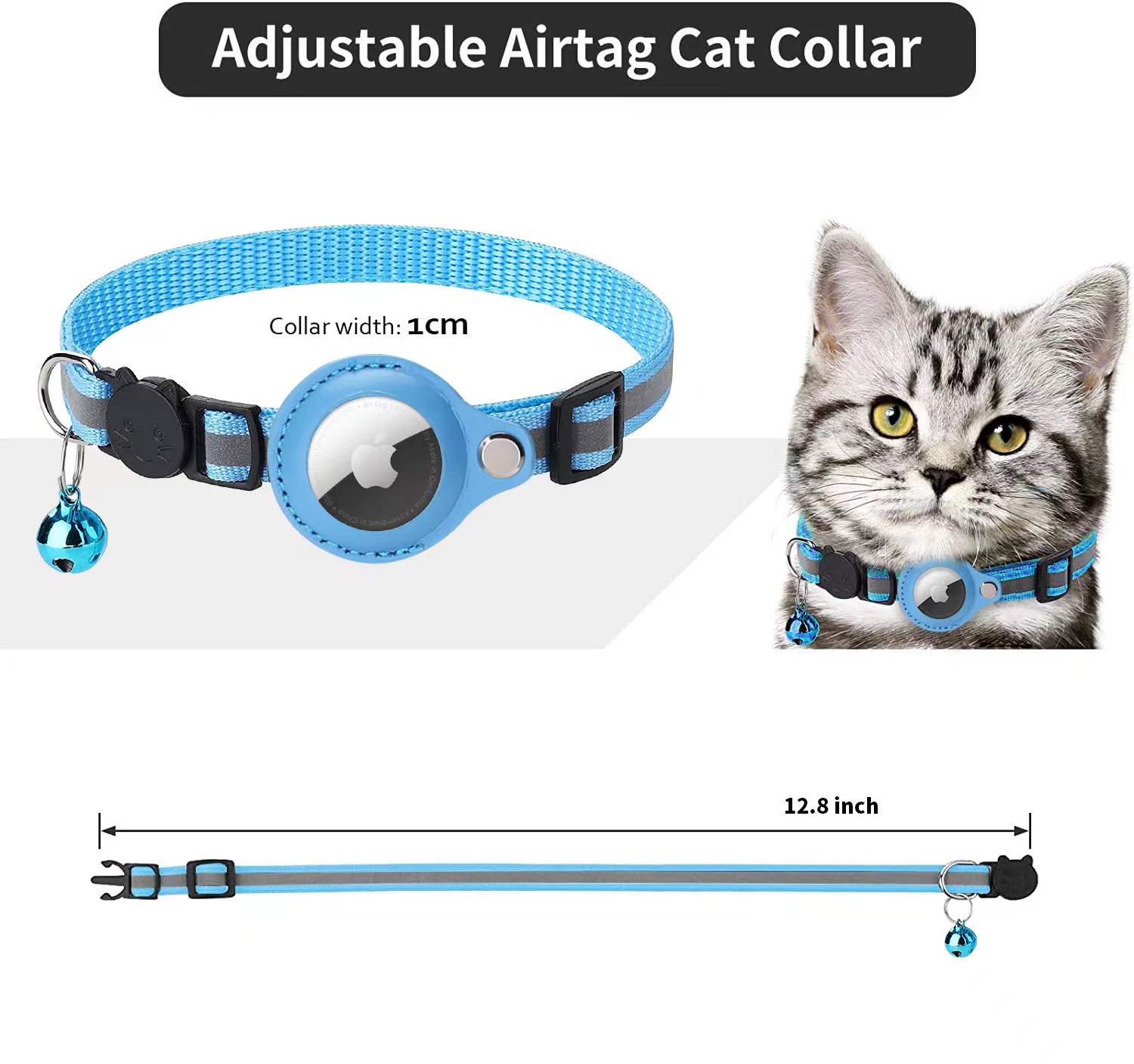 Nice Quality Adjustable Pet Collar Locator Accesstory Cat Collar With Reflective Stripe For Apple Airtag