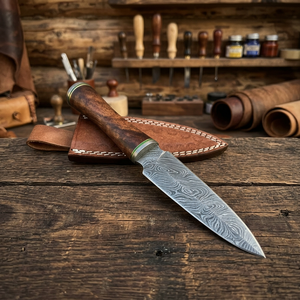 Couteau de camping artisanal Thewizcrafts à lame fixe en acier inoxydable avec manche en bois, qualité industrielle, dureté HRC60-65, 0,5 mm - Product Image 3