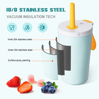 Gobelet isotherme sous pression en acier inoxydable 18/8 de 14 oz pour bébé, avec logo personnalisé ODM/OEM, couvercle sans BPA et poignée, maintien thermique de 8 à 18 heures