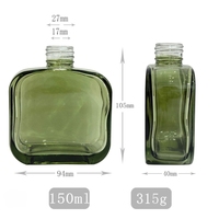 Diffuseur de parfum en verre transparent carré plat de 150 ml, couleur personnalisée, avec bouchon en plastique en forme de champignon, décoration d'intérieur