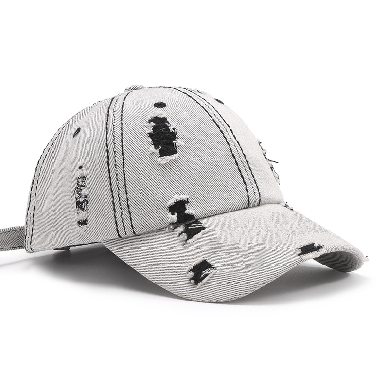 High Quality Personalized Custom Logo Jean Hats Washed Distressed 100% Cotton 6 Panel Embroidered Bill Old Cowboy Baseball Cap