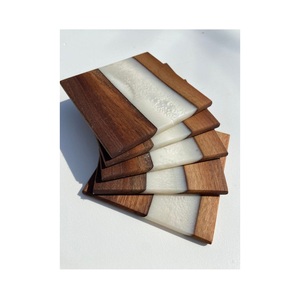 ที่รองแก้วไม้อะคาเซียสี่เหลี่ยมมาใหม่แผ่นรองเรซินอีพ็อกซี่ดีไซน์คลาสสิกไม่เหมือนใครสำหรับใช้ในบ้าน - Product Image 1