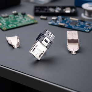 Conector Mini USB 2.0 Tipo B Macho para Soldar, Acabado de Contacto de Bronce Fosforoso, Durabilidad 1500, Retardante de Llama 94 V-0, Vertical - Product Image 3
