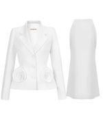 Blanc Mature Lady Tempérament Mode Deux Pièces Ensemble, 2025 Printemps et Automne Nouvelle Élégante Taille Florale Collection Costume Robe