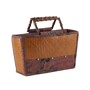 Sac fourre-tout en bambou tissé à la main, style chinois, mini panier de rangement pour thé, sac pour femme - Product Image 3