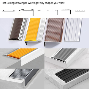 Profilé de nez de marche antidérapant en alliage d'aluminium pour usage commercial, protection de bordure de marche sécurisée, rénovation d'escalier, moulure de finition pour nez de marche - Product Image 2