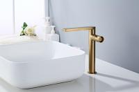 Nouveau design moderne, robinet de lavabo en laiton massif brossé doré, à poser sur le comptoir, anti-corrosion, monocommande, eau chaude et froide