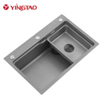 Évier de cuisine YINGTAO à poser, haut de gamme, en acier inoxydable 304, design contemporain, cuve simple carrée, finition polie, robinet inclus, garantie 5 ans