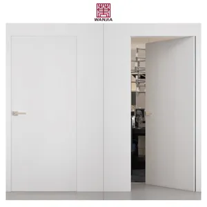 WANJIA Modern Style Interio Solid Wood Invisible Door Wooden Frameless Invisible Casement Door