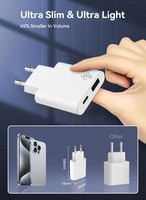 Chargeur mural USB double port PD20W avec prise EU, 5V 3A, adaptateur rapide pour téléphone portable (vente en gros)