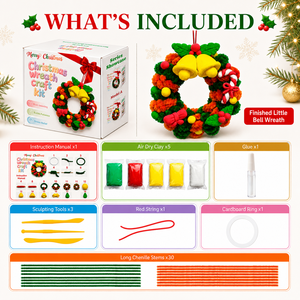 Kit de fabrication de couronnes de Noël en gros, avec argile auto-durcissante et fil chenille, non toxique pour enfants, OEM - Product Image 2