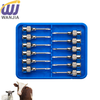 Aguja Veterinaria WANJIA de 13 mm con Conector de Latón Reutilizable de Acero Inoxidable 304 para Inyección en Cerdos, Ganado y Ovejas