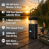 Radio para el Hogar DF585 Resistente al Agua con DAB Plus y FM, Altavoz Inalámbrico, Carga Solar, Manivela, Linterna para Camping y Dispositivo SOS
