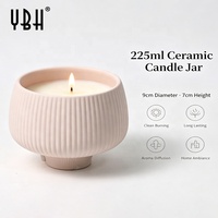 YBH Custom 225ML Nordic Home Decor Handmade Ceramic Eco-Friendly Matte Candle Jars Custom Logo Colorful Vessels Valentine's Day