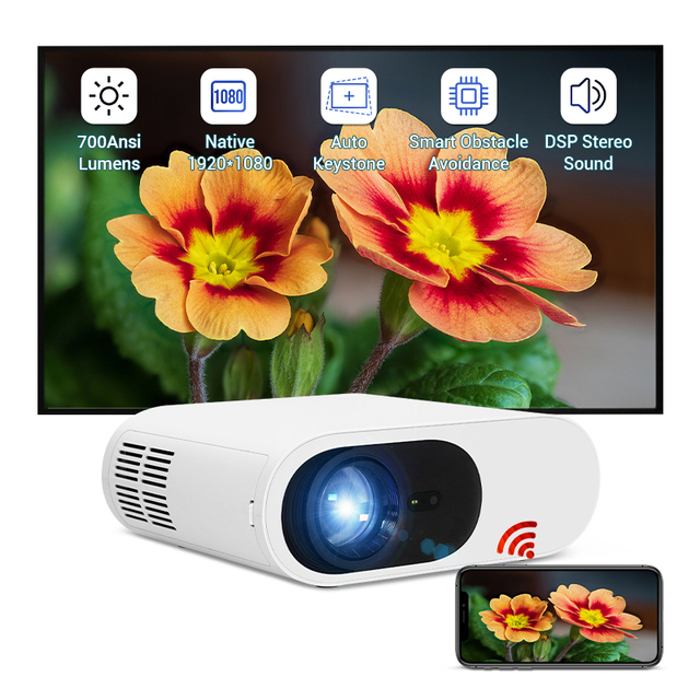 HOTACK Mini Portable Projector LED LCD Full HD 1080P Projecteur Smart Android Wireless Mobile Phone Proyector
