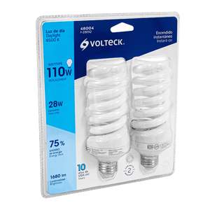 Volteck 28 W lumière du jour LED spirale T4 28 W Pack de F-28EX2 2 ampoules fluorescentes en verre à base de B22/E27 - Product Image 1