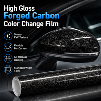 Film de protection de voiture en vinyle PVC effet carbone forgé brillant de 1 m de large pour tableau de bord, intérieur et extérieur