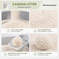 Litière pour chat biodégradable à base d'amidon de manioc, écologique, non parfumée, sans poussière, agglomération instantanée, anti-odeur, non collante