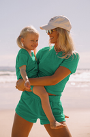 Ensemble de plage classique personnalisé pour maman et fille, t-shirt et short oversize en éponge, vente en gros