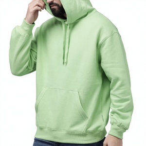 Sudadera con Capucha para Hombre, Color Sólido, Corte Regular, Informal, de Forro Polar, con Bolsillo Delantero, para Invierno, 100% Algodón, Transpirable, Verde - Product Image 1