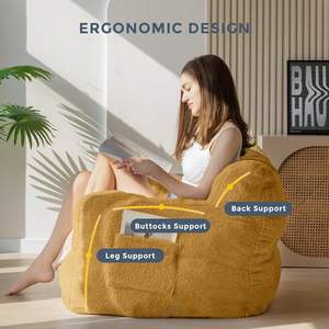 大人のための房状のビーンバッグチェアキッズテディ怠惰なソファアクセントチェア読書用ポケット付きフィラートゥゴーソファを詰めた - Product Image 4