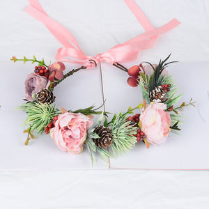 Nueva Diadema Redonda con Tiara de Flores Estilo Princesa Hada para Mujer, Accesorios para el Cabello de Novia Ajustables, Coronas de Tela y Plástico - Product Image 2