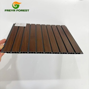 Panel de PVC Moderno de Lujo <span class=keywords><strong>en</strong></span> Color Nogal Oscuro con Borde Gris, Impermeable y Absorbente de Sonido, Estilo Wabi-Sabi, Diseño Gráfico para Fondo de Sala de Estar - Product Image 4