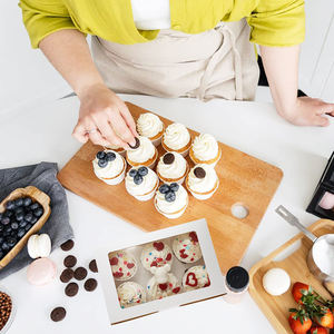 Caja de papel para pasteles, pedido privado, caja para cupcakes de alta calidad, embalaje de postre pequeño ecológico, caja de papel portátil para pasteles con logotipo - Product Image 6