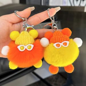 Soododo Simpatico Portachiavi a Forma di Pallina di Carbone in Pelliccia Sintetica di Coniglio Rex Fatta a Mano, Ciondolo Peluche Cartoon per Auto e Accessori per Borse - Product Image 2
