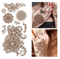 Pochoirs personnalisés marron blancs autocollants imperméables de tatouage au henné pour les mains et les ongles