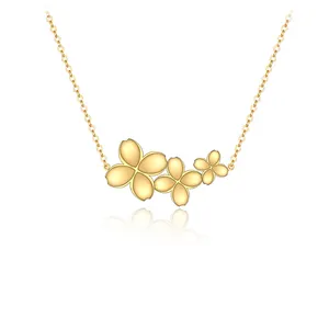 Grosir kualitas tinggi 18K perhiasan berlapis emas 925 perak murni kalung bunga untuk wanita