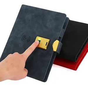 A5 charging notebook in fingerprint lock powerbank notebook with diary