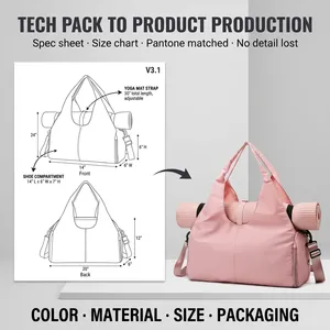 Borsa da ginnastica <span class=keywords><strong>rosa</strong></span> di lusso borsa da ginnastica da donna con Logo personalizzato con Logo tattico <span class=keywords><strong>borsone</strong></span> da palestra con supporto per tappetino Yoga e scomparto per scarpe - Product Image 2