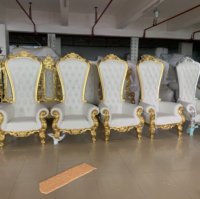 Chaise Trône de Luxe en Or Blanc, Chaise Royale à Dossier Haut pour Mariage et Événements, Personnalisation Usine