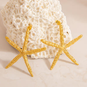 Pendientes de Estrella de Mar, Chapados en Oro de 18k, Acero Inoxidable, Tema Oceánico, Pendientes Colgantes de Moda - Product Image 2