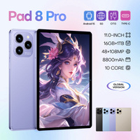 Pad 8 Pro 11-Inch AI Gaming Phablet 16GB+1TB 108MP 8000mAh 5G Dual SIM+TF 120Hz AMOLED Layar Berlubang MTK Octa-Core Wi-Fi