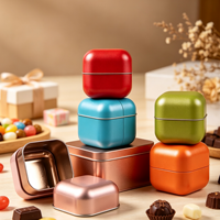 Boîte en fer blanc carrée en gros, personnalisable avec logo, mini conteneur vide en métal pour thé, bonbons, cosmétiques, boîte cadeau, pot en fer blanc