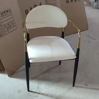 Chaise de table à manger moderne de thé au lait haut de gamme pour la maison, restaurant, accoudoir de luxe léger, dossier en métal, célèbre Internet